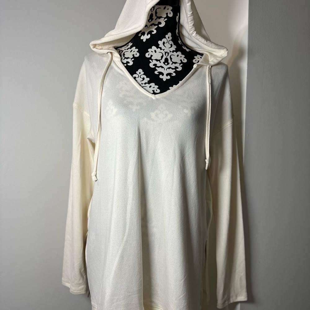 LuLaRoe Cream Hooded Long Sleeve Tunic